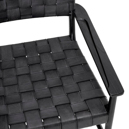 Eichholtz Tiberio Chair, Black Leather, Black Legs (118398)