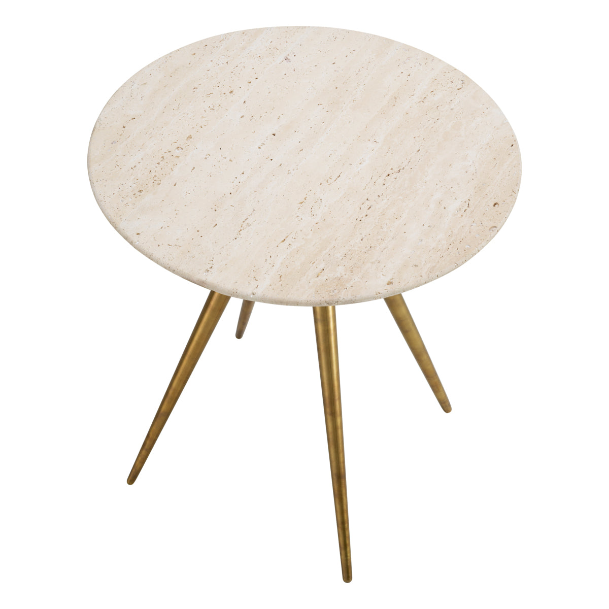 Eichholtz Ranco Side Table, Vintage Brass, Travertine Top (118473)