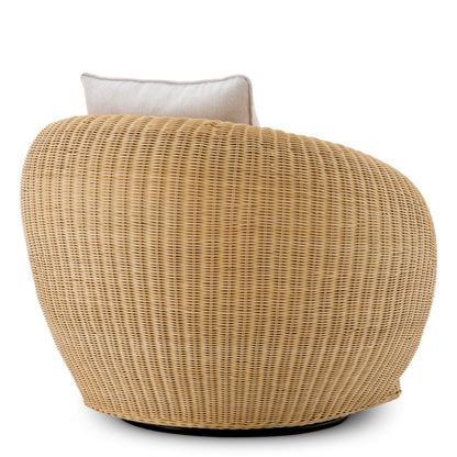 Eichholtz Rafael Swivel Chair, Natural Rattan, Sentier Cream (118487)