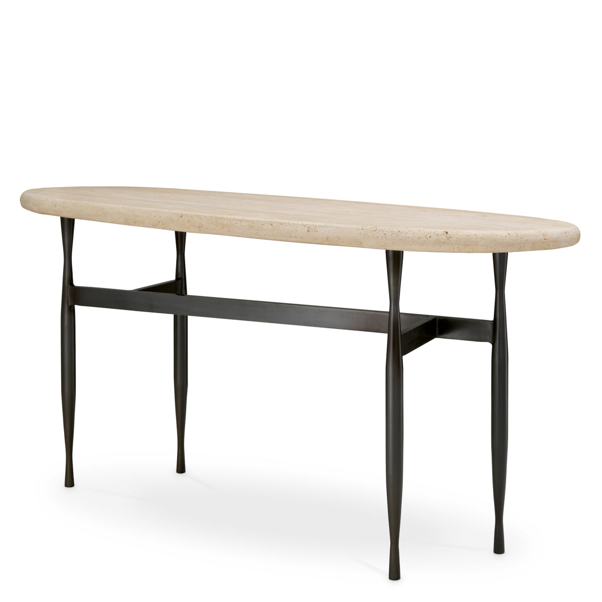 Eichholtz Palermo Console Table, Bronze, Travertine Top (118524)