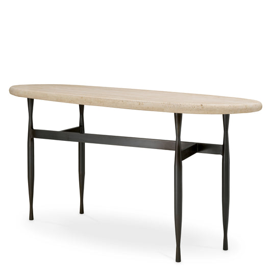 Eichholtz Palermo Console Table, Bronze, Travertine Top (118524)
