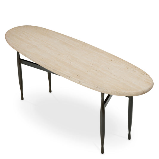 Eichholtz Palermo Console Table, Bronze, Travertine Top (118524)