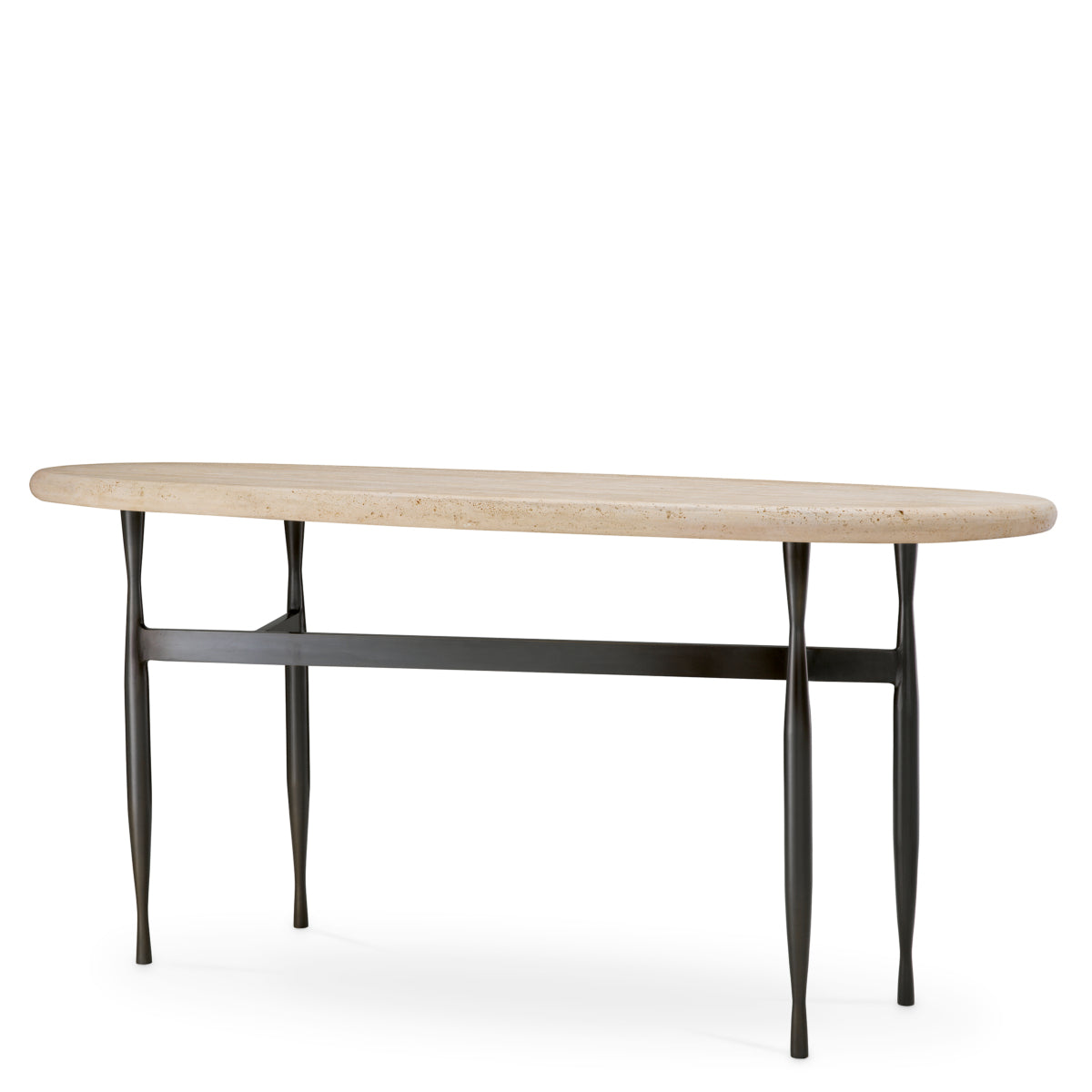 Eichholtz Palermo Console Table, Bronze, Travertine Top (118524)