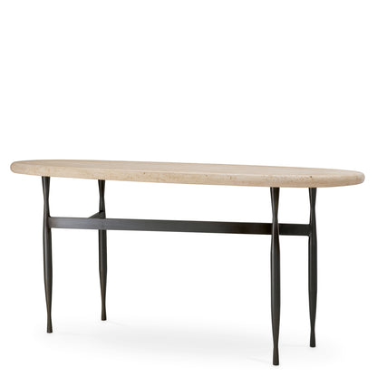 Eichholtz Palermo Console Table, Bronze, Travertine Top (118524)