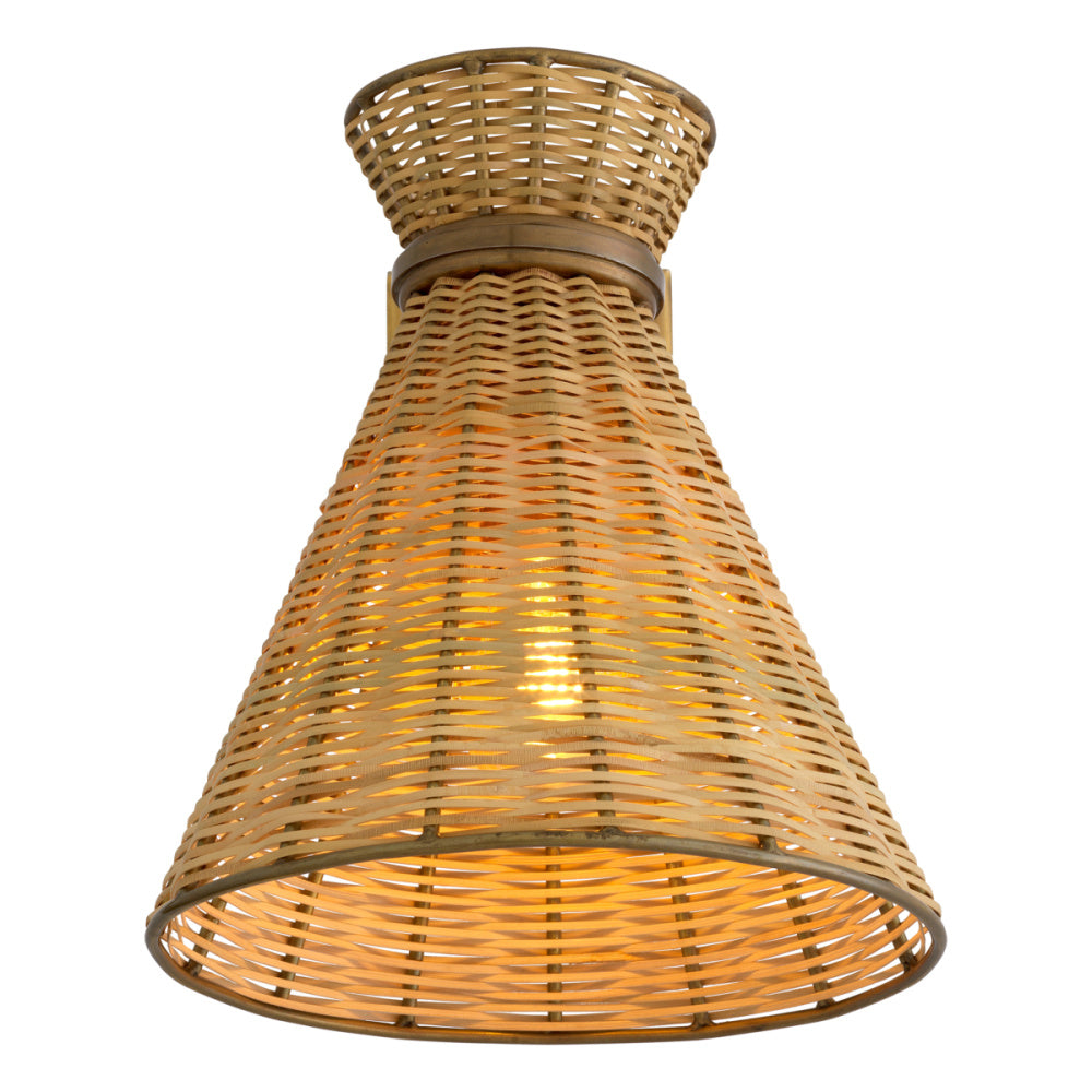 Eichholtz Kon Tiki Wall Lamp, Vintage Brass, Natural Rattan (118537UL)