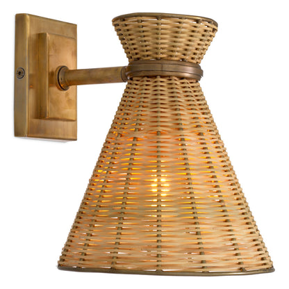 Eichholtz Kon Tiki Wall Lamp, Vintage Brass, Natural Rattan (118537UL)
