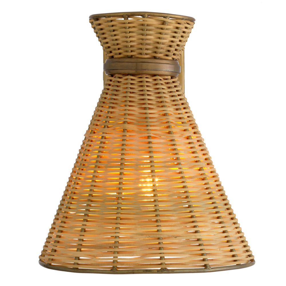Eichholtz Kon Tiki Wall Lamp, Vintage Brass, Natural Rattan (118537UL)