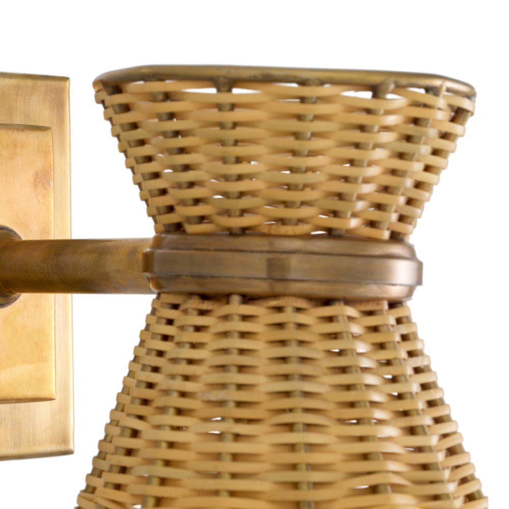 Eichholtz Kon Tiki Wall Lamp, Vintage Brass, Natural Rattan (118537UL)