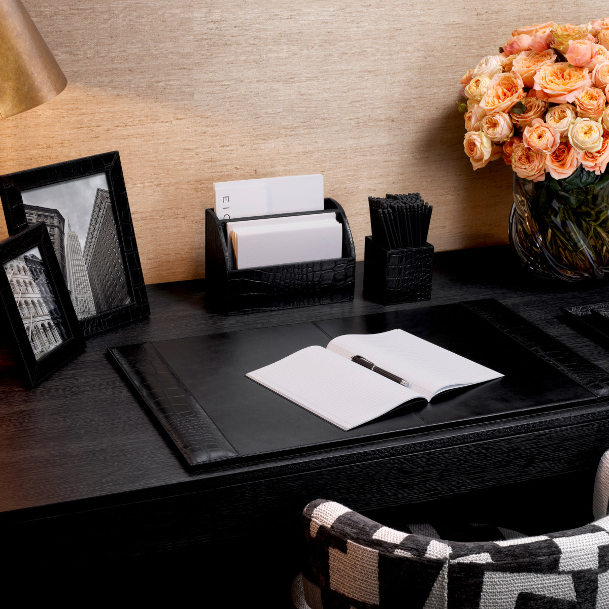Eichholtz Scaleo Picture Frame, Croco Embossed Black Leather (118616)