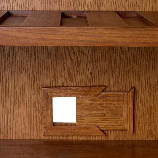 Eichholtz Borchard Bar Cabinet, Caramel Oak Veneer, Woven Rattan, Bronze (118633)
