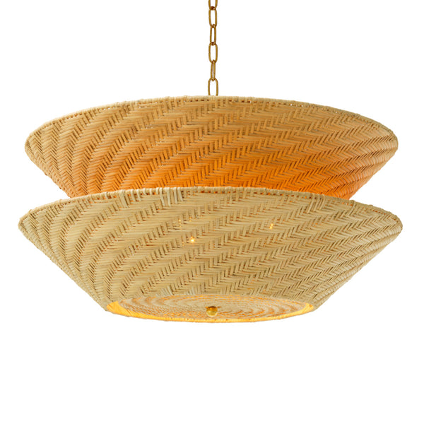 Eichholtz Tavira Chandelier, Natural Rattan, Vintage Brass (118657UL)