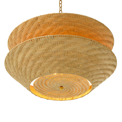 Eichholtz Tavira Chandelier, Natural Rattan, Vintage Brass (118657UL)