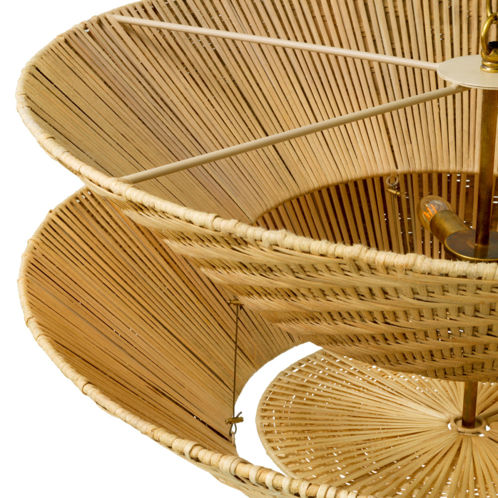 Eichholtz Tavira Chandelier, Natural Rattan, Vintage Brass (118657UL)