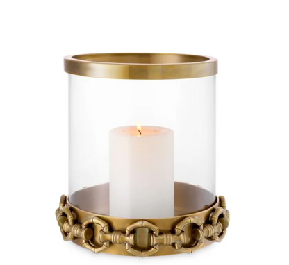 Eichholtz Clementine Hurricane, Small, Vintage Brass, Clear Glass (118667)