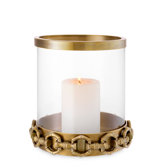 Eichholtz Clementine Hurricane, Vintage Brass, Clear Glass (118667)