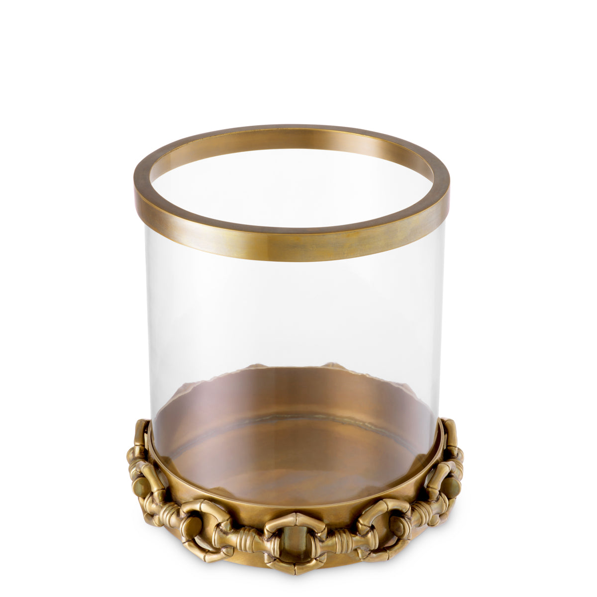 Eichholtz Clementine Hurricane, Vintage Brass, Clear Glass (118667)