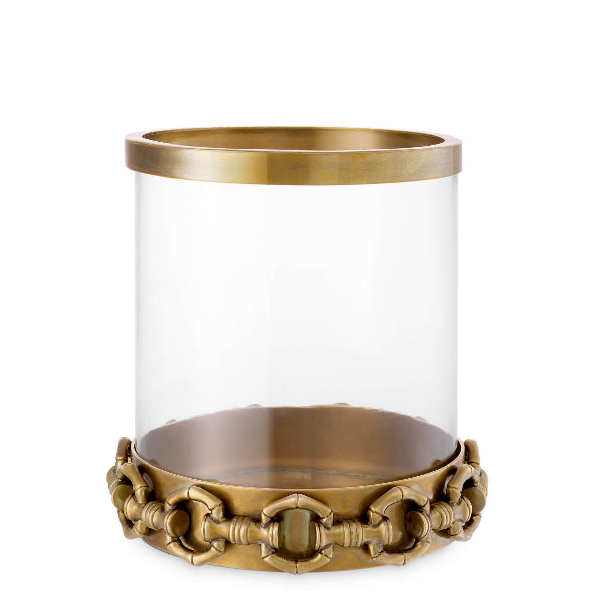 Eichholtz Clementine Hurricane, Vintage Brass, Clear Glass (118667)