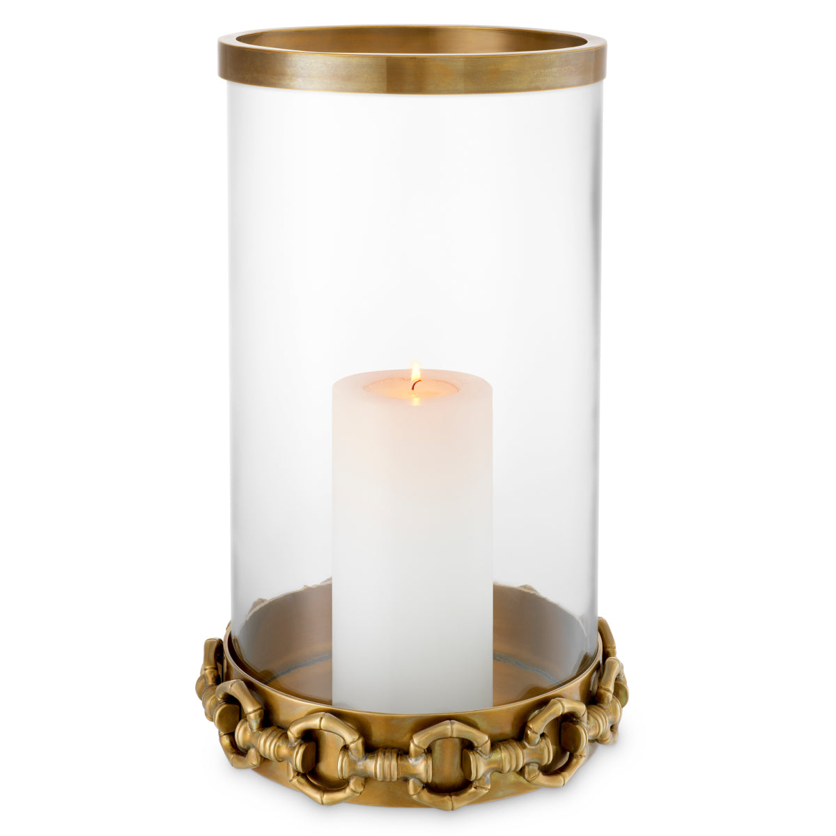 Eichholtz Clementine Hurricane, Vintage Brass, Clear Glass (118672)