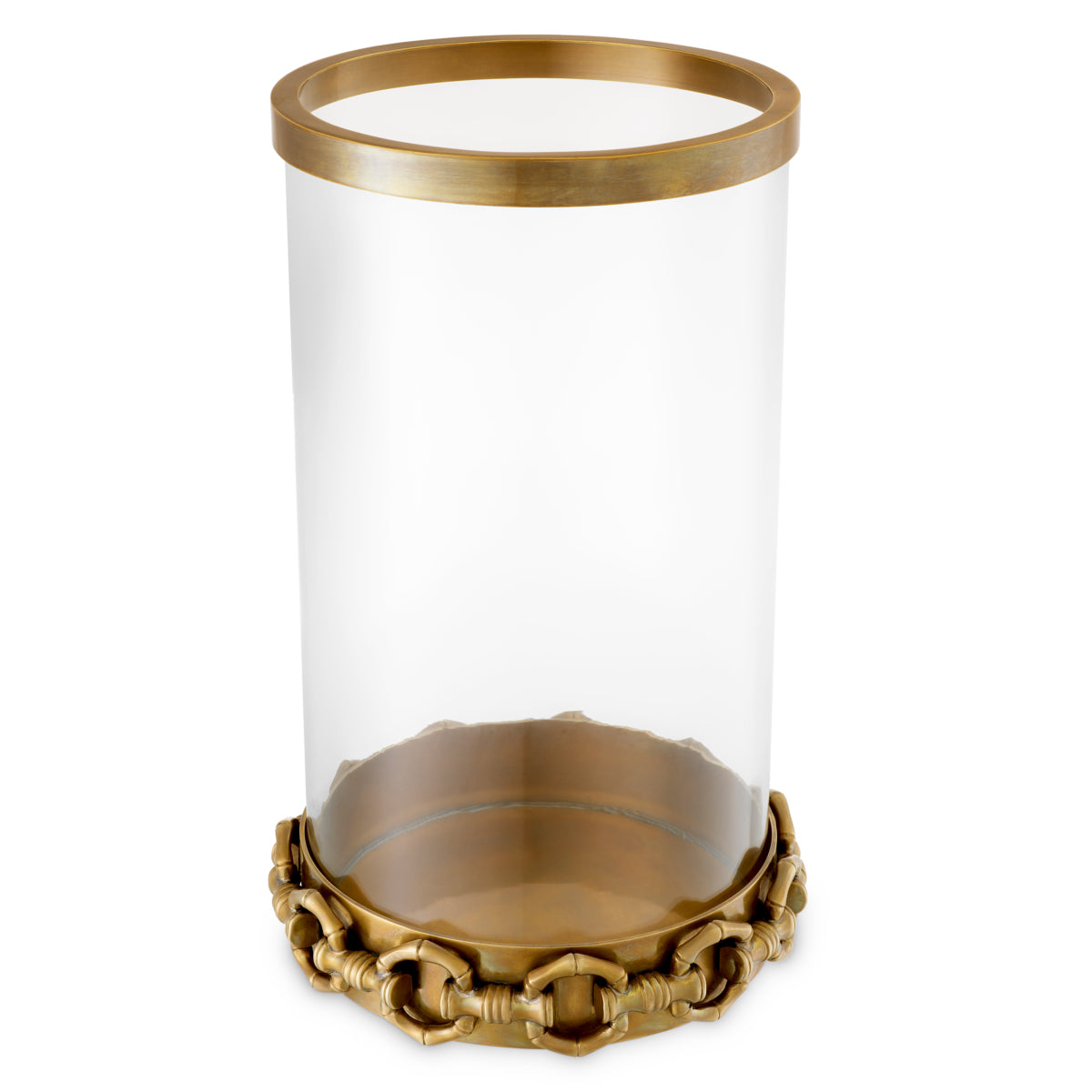Eichholtz Clementine Hurricane, Vintage Brass, Clear Glass (118672)
