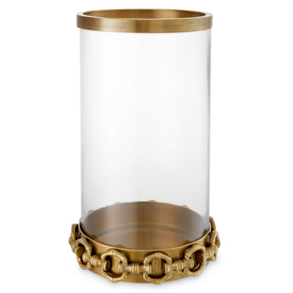 Eichholtz Clementine Hurricane, Vintage Brass, Clear Glass (118672)