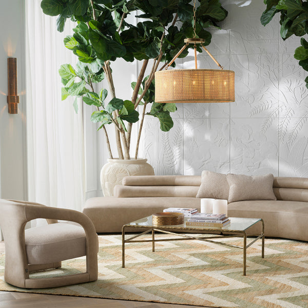 Eichholtz Bernardi Chandelier, Natural Rattan, Vintage Brass (118678UL)