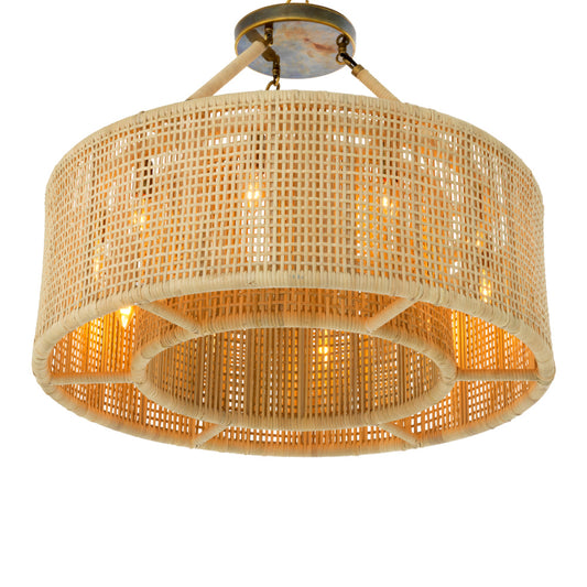Eichholtz Bernardi Chandelier, Natural Rattan, Vintage Brass (118678UL)