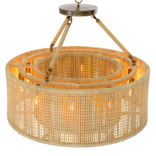 Eichholtz Bernardi Chandelier, Natural Rattan, Vintage Brass (118678UL)