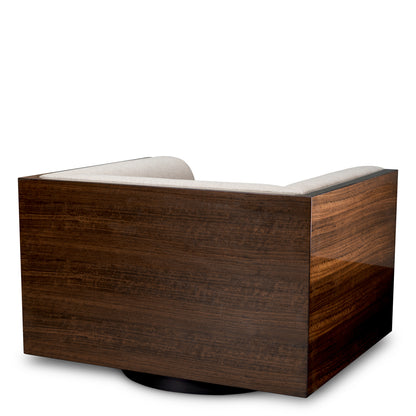 Eichholtz Sebastian Swivel Chair, High Gloss Eucalyptus Veneer, Loki Natural (118680)