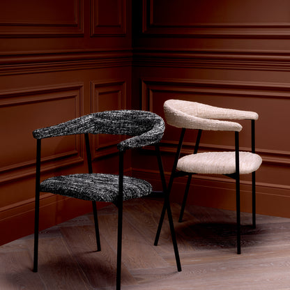 Eichholtz Julio Dining Chair, Bouclé Sonata Black, Black Legs (A118713)