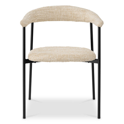 Eichholtz Julio Dining Chair, Bouclé Sonata Cream, Black Legs (A118714)