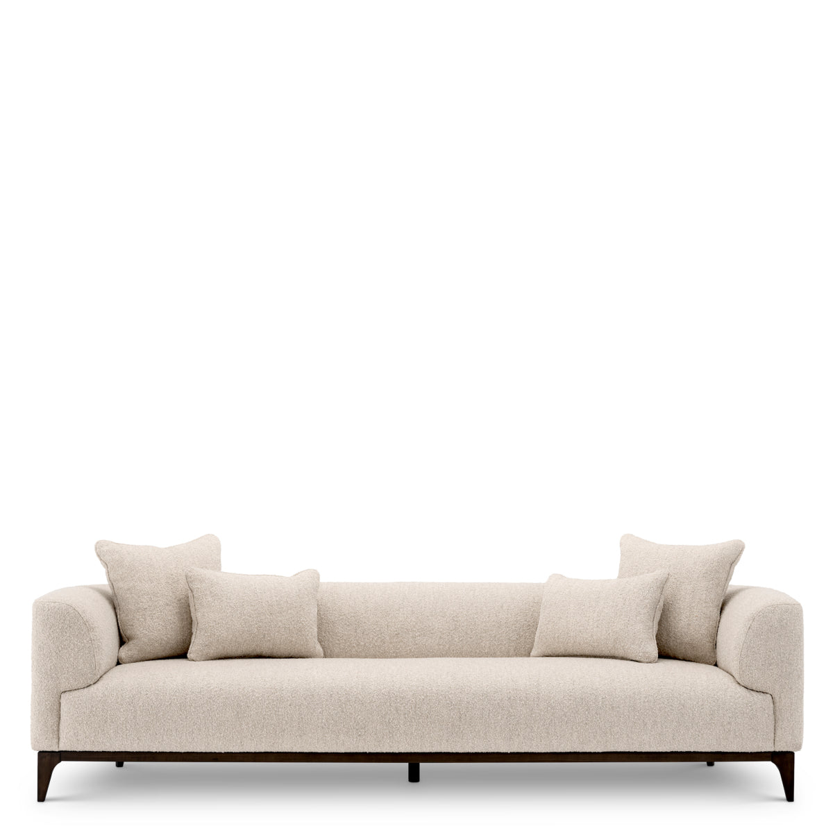 Eichholtz Brannan Sofa, Bouclé Chalk White, Brown Wooden Base (A118861)
