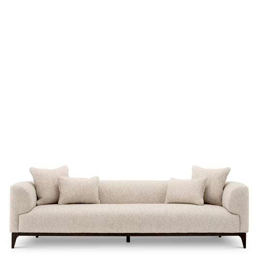 Eichholtz Brannan Sofa, Bouclé Chalk White, Brown Wooden Base (A118861)