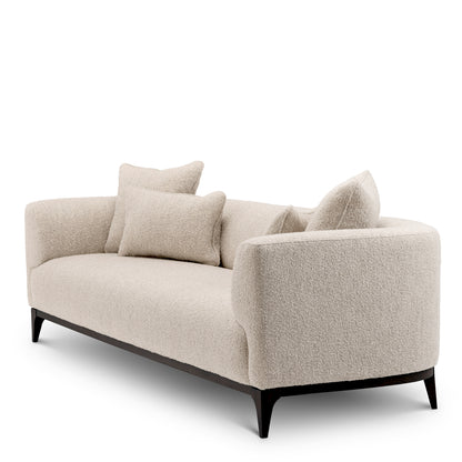 Eichholtz Brannan Sofa, Bouclé Chalk White, Brown Wooden Base (A118861)