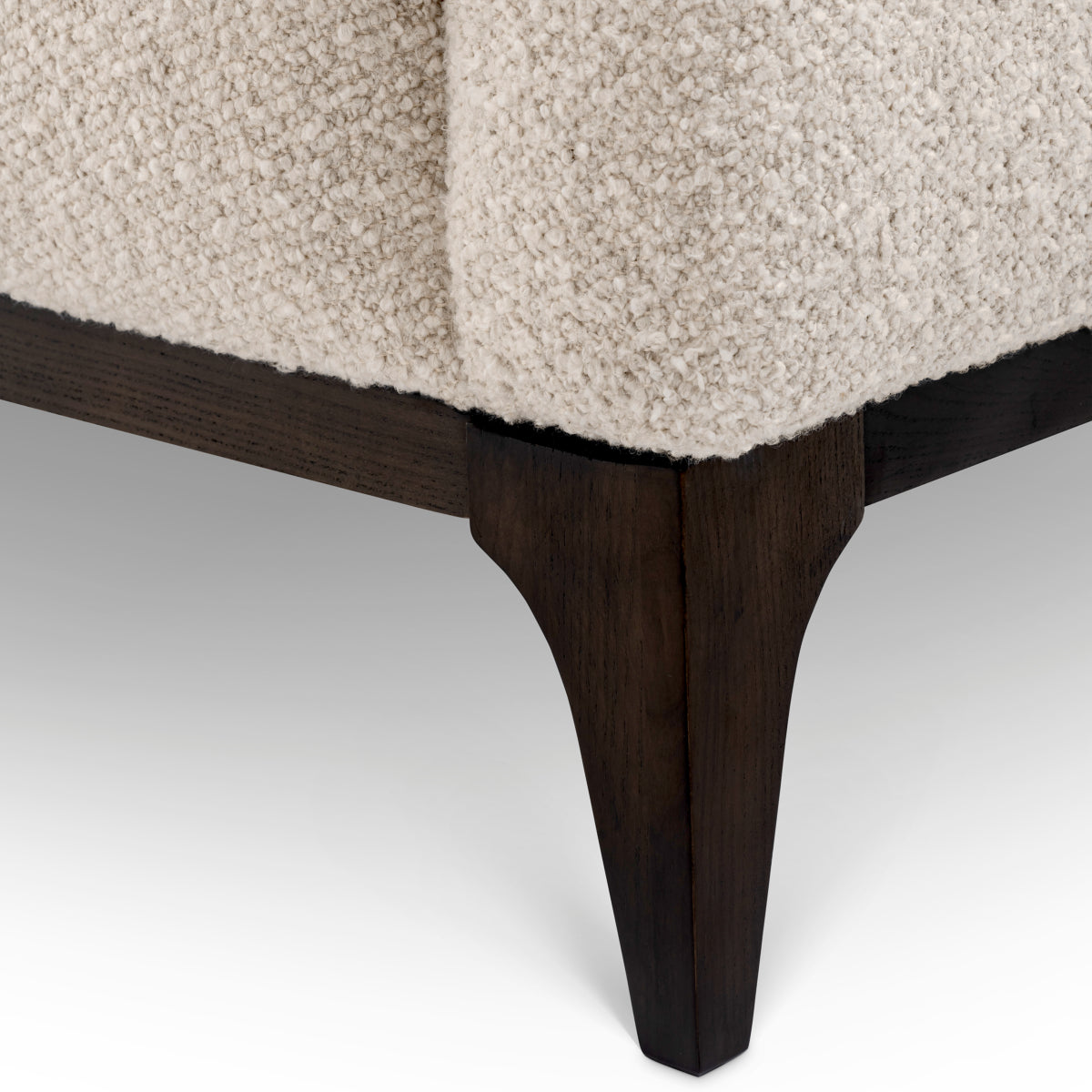 Eichholtz Brannan Sofa, Bouclé Chalk White, Brown Wooden Base (A118861)