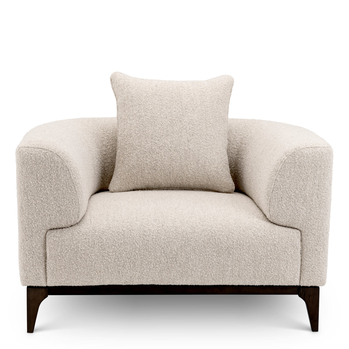 Eichholtz Brannan Chair, Bouclé Chalk White, Brown Wooden Base (A118862)
