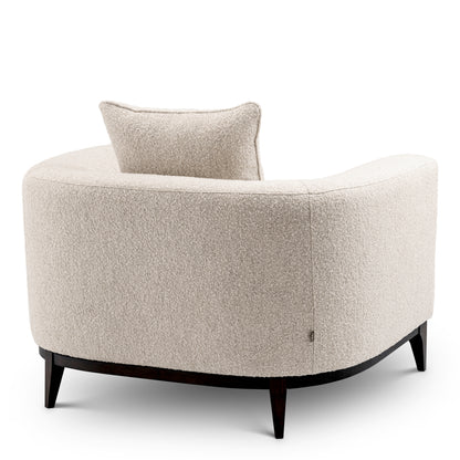 Eichholtz Brannan Chair, Bouclé Chalk White, Brown Wooden Base (A118862)