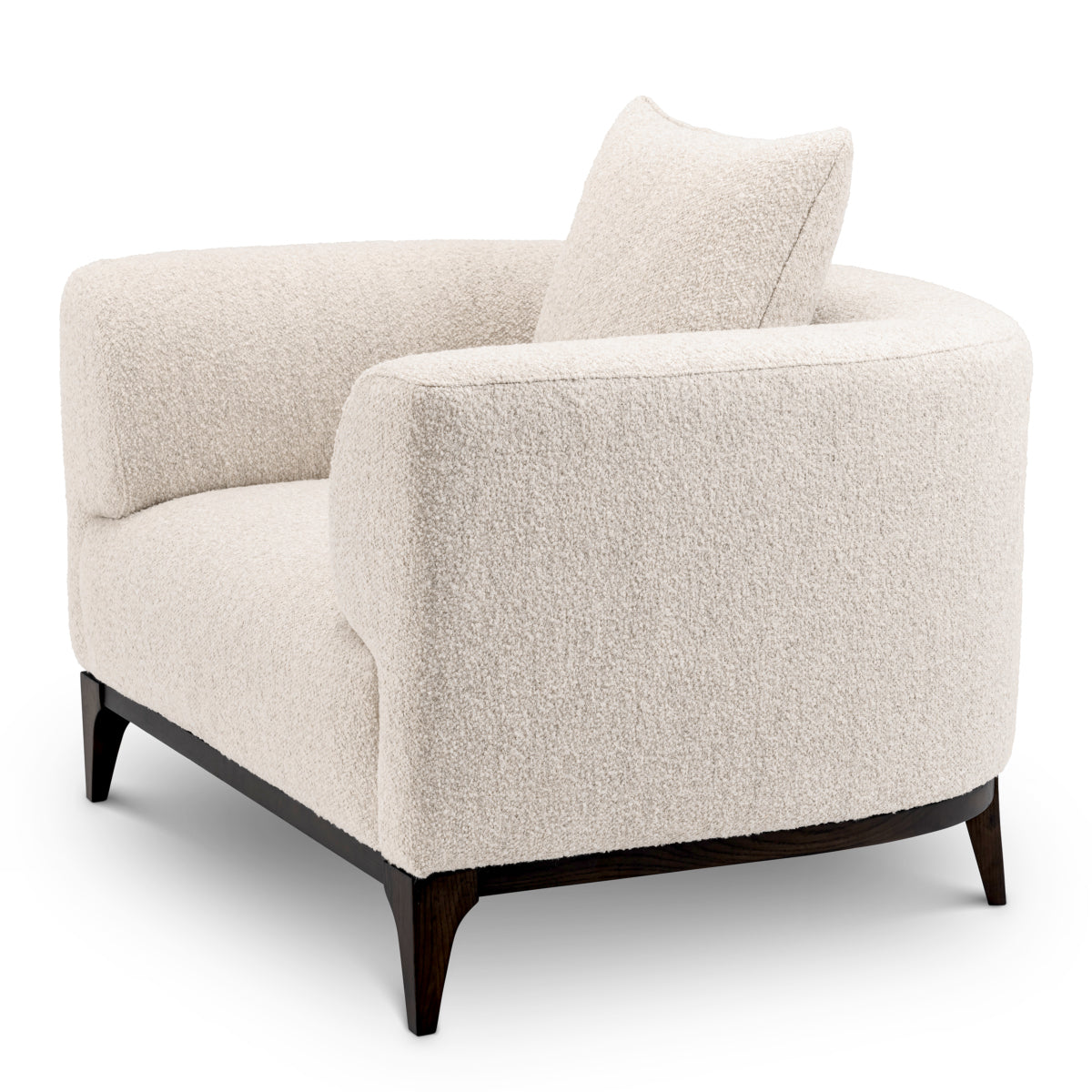 Eichholtz Brannan Chair, Bouclé Chalk White, Brown Wooden Base (A118862)