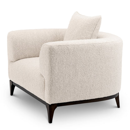 Eichholtz Brannan Chair, Bouclé Chalk White, Brown Wooden Base (A118862)