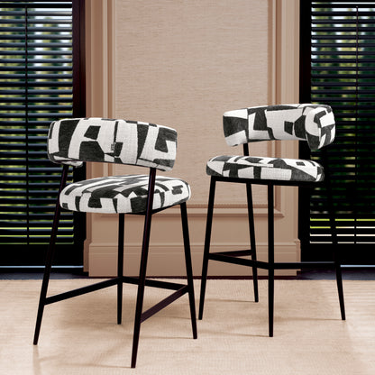 Eichholtz Folsom Counter Stool, Brooklyn Black, Black Legs (A118866)