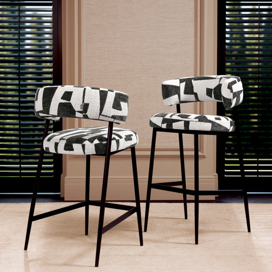Eichholtz Folsom Counter Stool, Brooklyn Black, Black Legs (A118866)