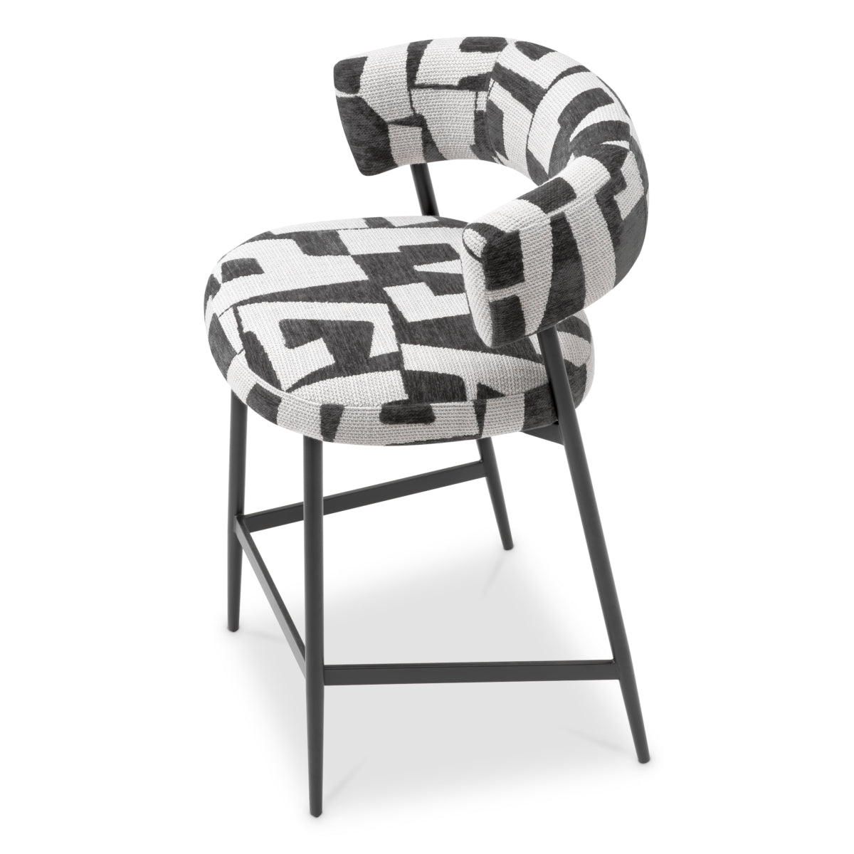 Eichholtz Folsom Counter Stool, Brooklyn Black, Black Legs (A118866)