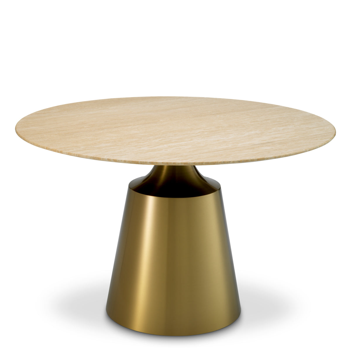Eichholtz Nathan Dining Table, Brushed Brass, Travertine Top (118892)