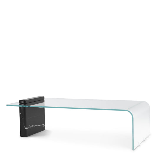 Eichholtz Stonecrest Coffee Table, Black Marble, Clear Glass (118894)