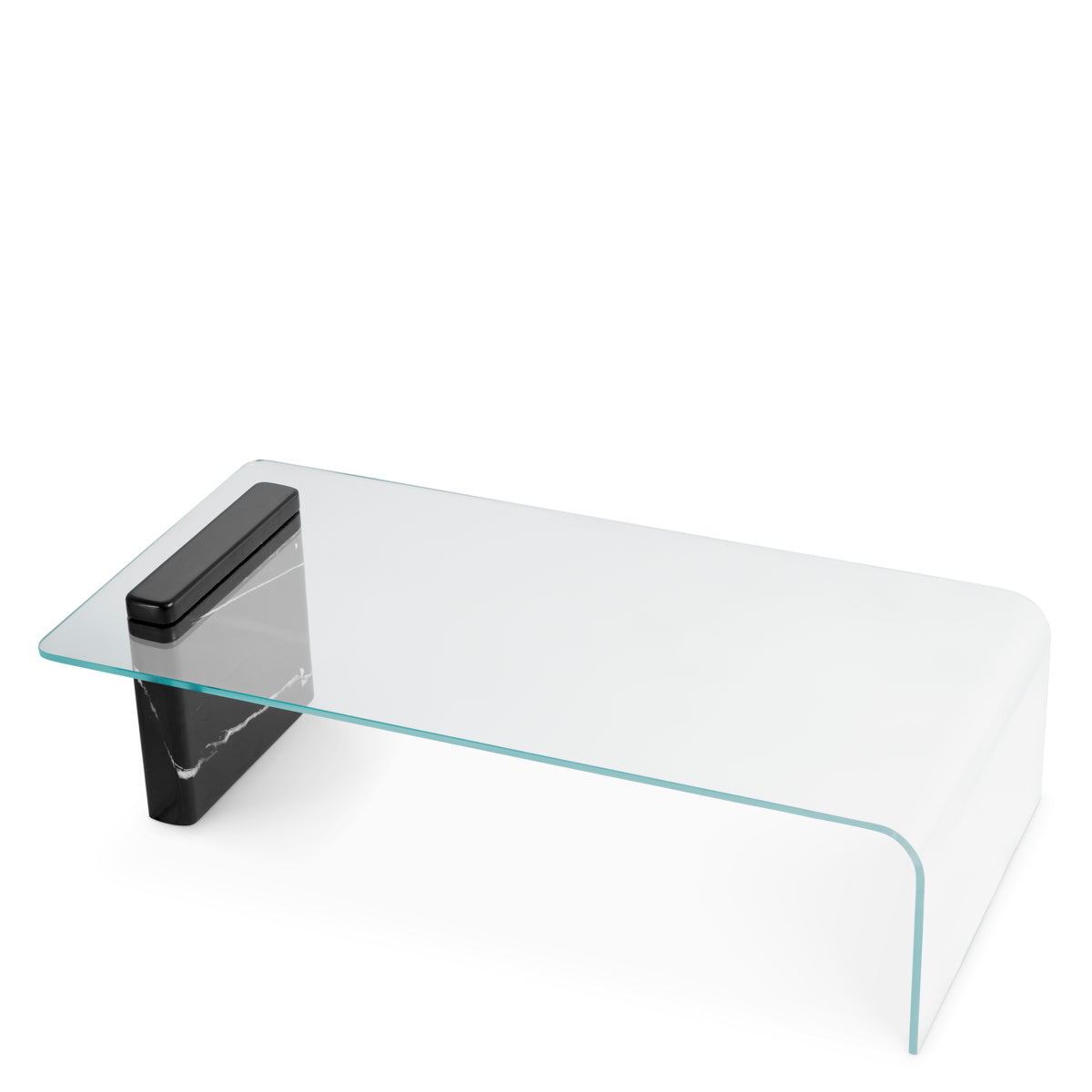 Eichholtz Stonecrest Coffee Table, Black Marble, Clear Glass (118894)