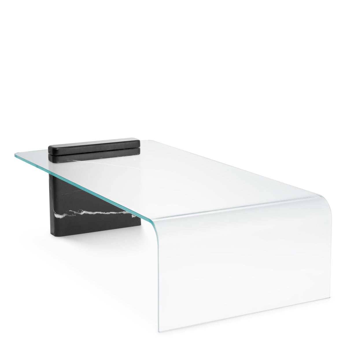Eichholtz Stonecrest Coffee Table, Black Marble, Clear Glass (118894)