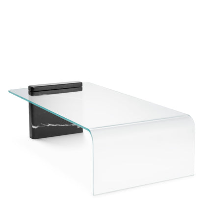 Eichholtz Stonecrest Coffee Table, Black Marble, Clear Glass (118894)