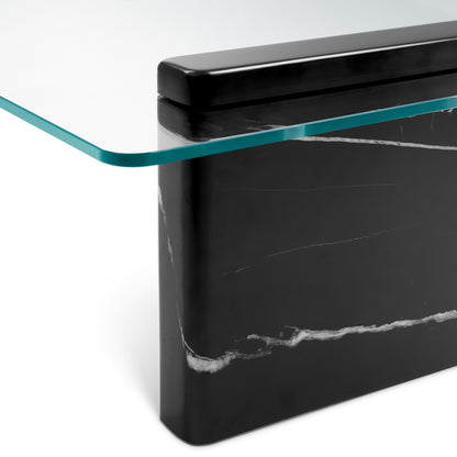 Eichholtz Stonecrest Coffee Table, Black Marble, Clear Glass (118894)