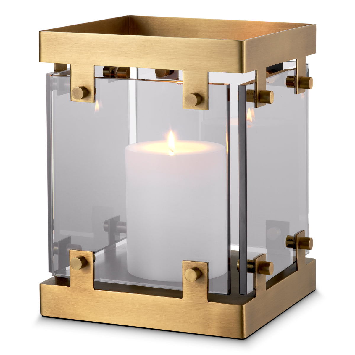 Eichholtz Heston Hurricane, Small, Antique Brass, Smoke Glass (119018)