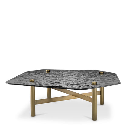 Eichholtz Cortes Coffee Table, Textured Smoke Glass, Brushed Brass (119021)