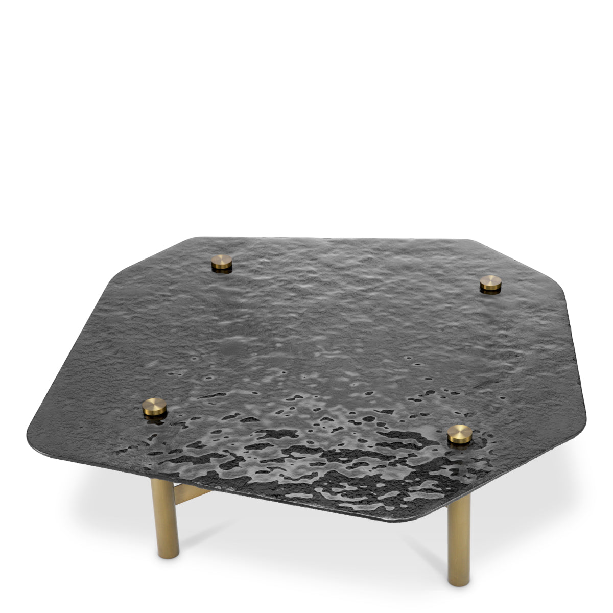 Eichholtz Cortes Coffee Table, Textured Smoke Glass, Brushed Brass (119021)